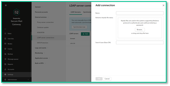 Загрузка keytab-файла