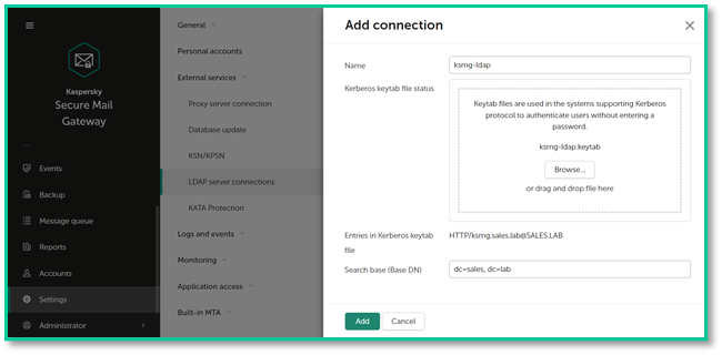 Загрузка keytab-файла